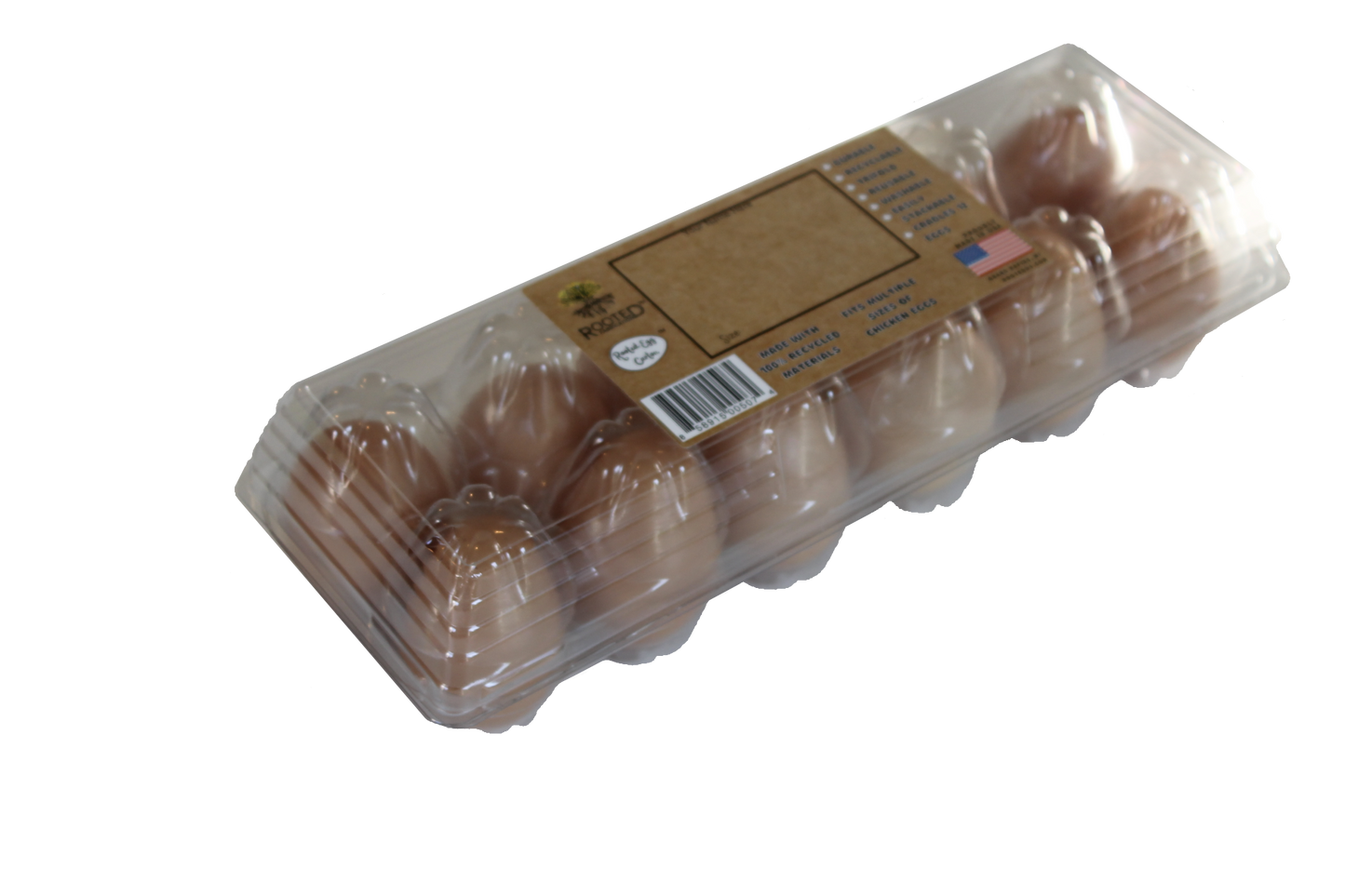 ROOTED TRI-FOLD PLASTIC EGG CARTON